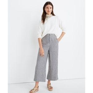 Madewell Linen Huston Button-Front Crop Pants in Check